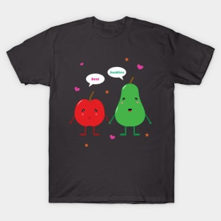 cute apple and pear best buddies kawaii T-Shirt